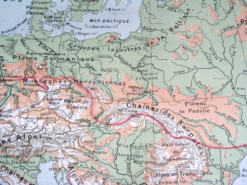 1925 VINTAGE PHYSICAL MAP OF EUROPE / MOUNTAINS RIVERS - 第 2/14 張圖片