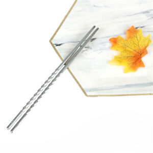 1 Pair Stainless Steel Chopsticks Chinese Reusable Non-Slip Sushi Chop Sticks ES
