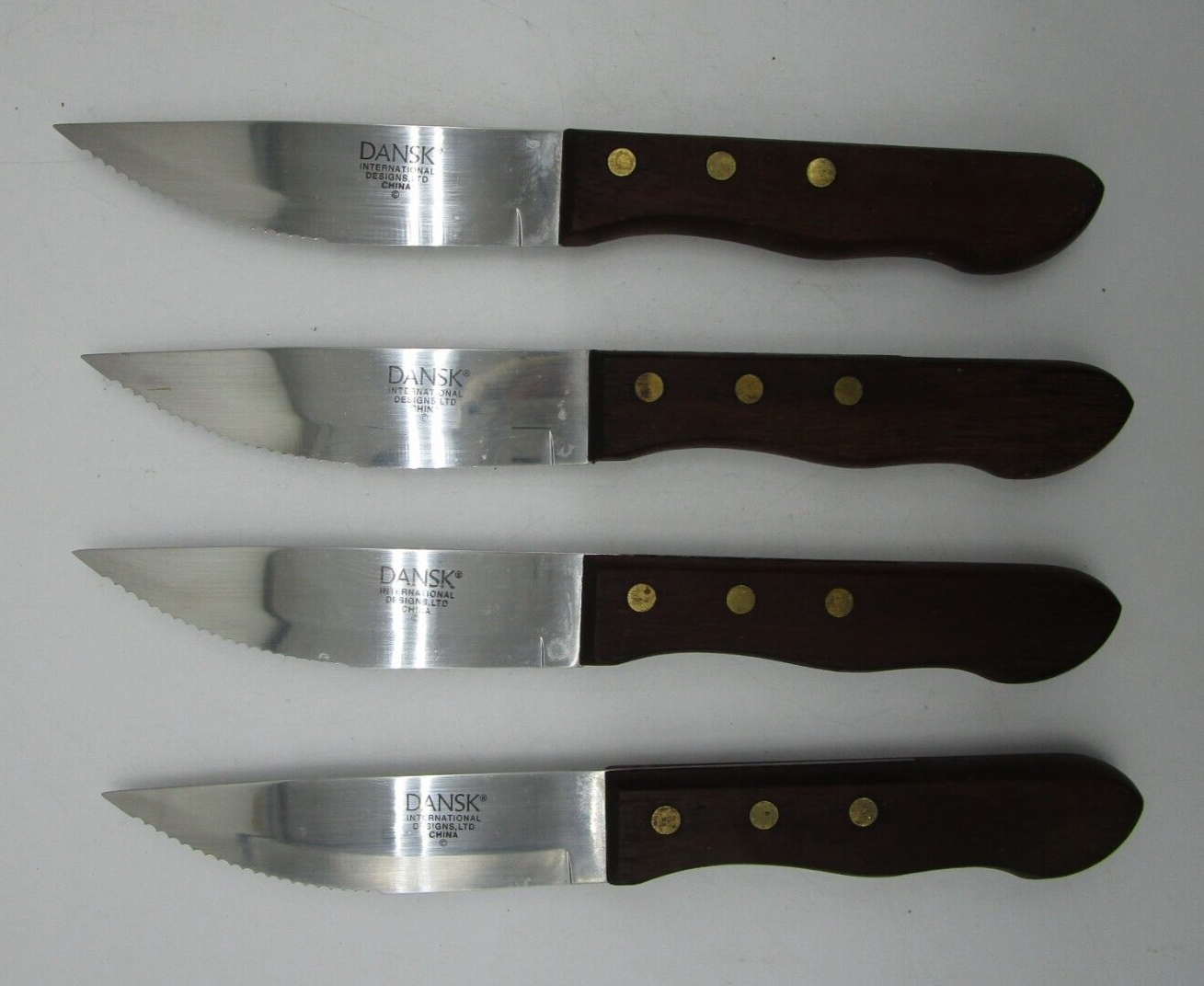 Vintage DANSK 10" Wood Handle Serrated Steak Knife Knives Set of 4 eBay