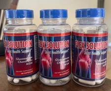 PACK OF 3 FLEX SOLUTION Joint Health Support Glucosamine Chondoitin MSM 180 CAPS