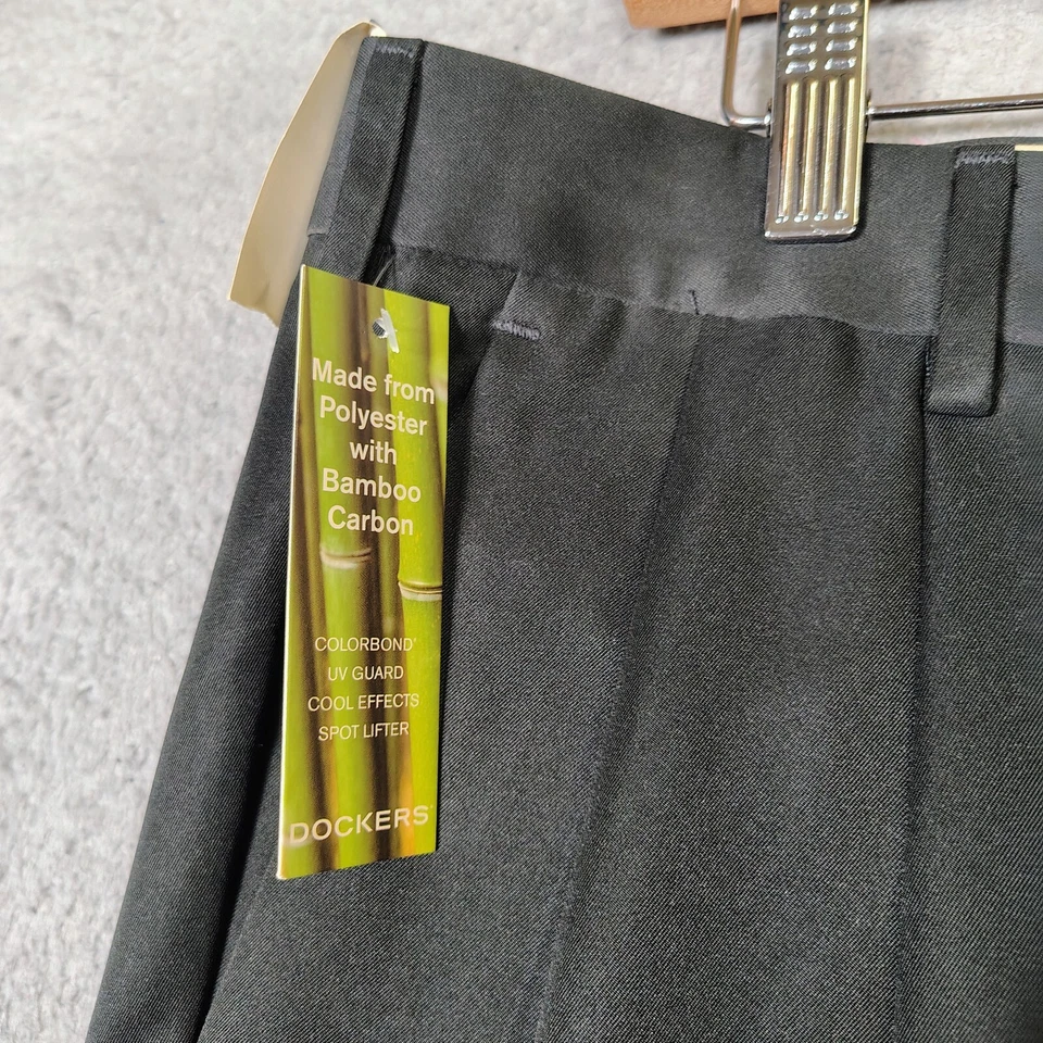 Pantalones Dockers Lincoln para hombre 36x30 negros plisados con puños calce relajado rectos nuevos con etiquetas Foto 3 de 4