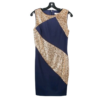 NWT ERIN Erin Fetherston Women's Navy Gold Sequin Pencil Dress Size 4 | eBay