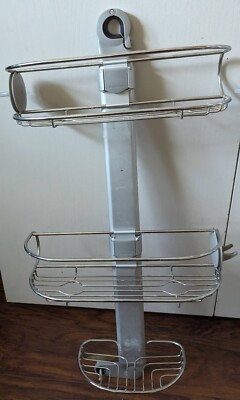 SimpleHuman Adjustable Shower Caddy, Stainless Steel Anodized Aluminum 3 shelves