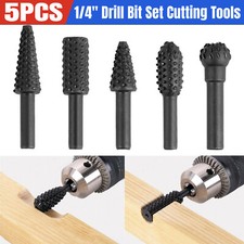 5PCS 1/4'' Rotary Burr Drill Bit Set for Dremel Die Grinder Wood Carving Tool