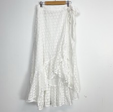 Polo Ralph Lauren Eyelet Lace Midi Wrap Skirt White Womens Size 0 NEW NWOT