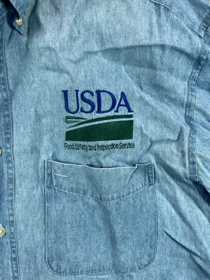 Mens XL Shirts Vintage Durango Denim Devon Jones Button Down Blue Long Sleeve - Image 4 of 4