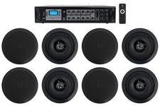 Home Audio System 8 5.25" Black Ceiling Speakers 4 Bedroom/Living Room/Bathroom
