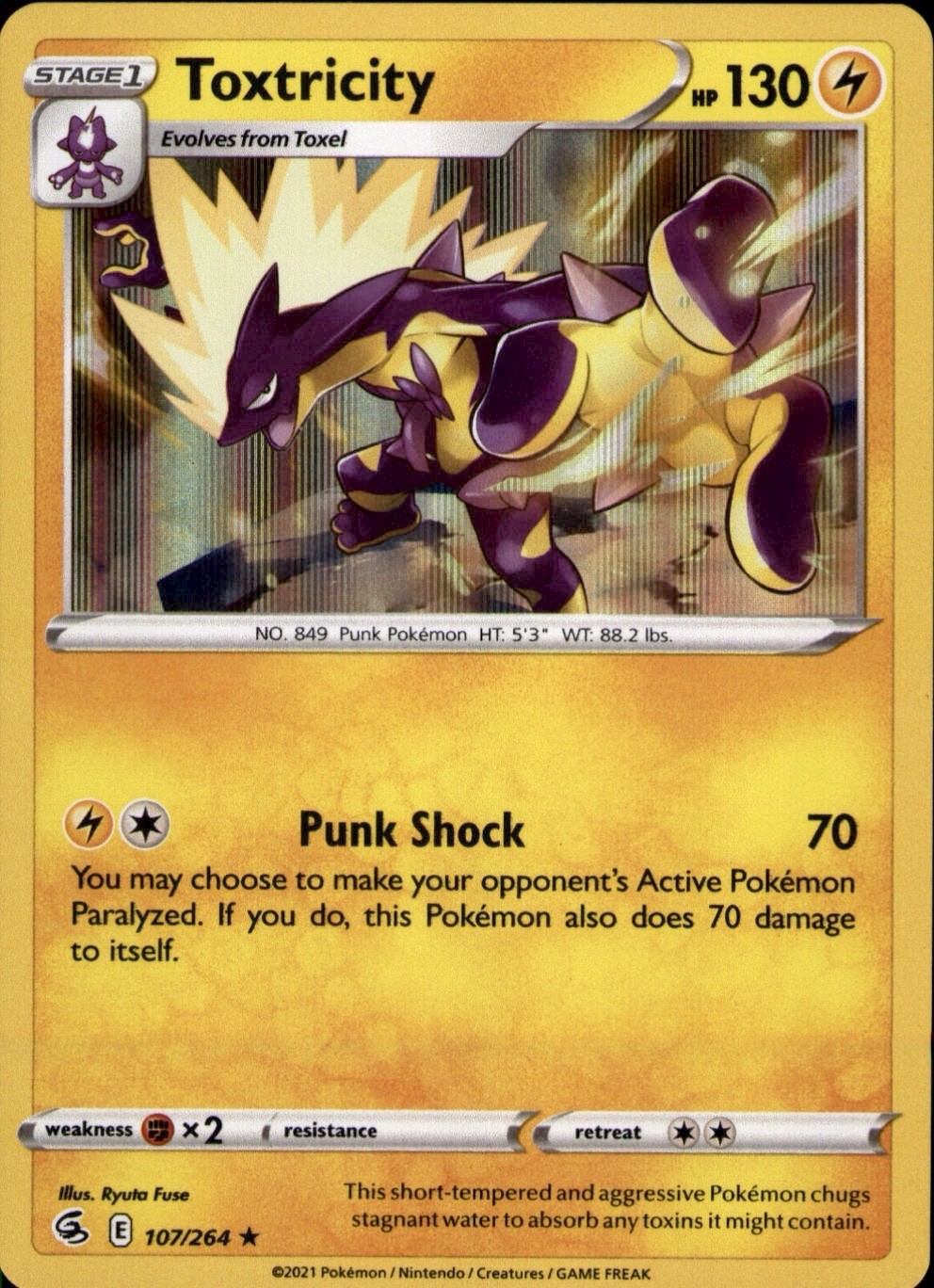 Toxtricity 107/264 Holo Rare Fusion Strike Pokemon Holo Near Mint