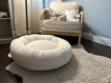 Fluffy Sherpa Donut Pet Bed: Plush Round Cat and Small Dog Bed