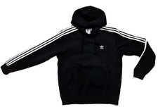 NWT Adidas Originals 3-Stripes Hoodie Black Hooded Sweatshirt Men's Large