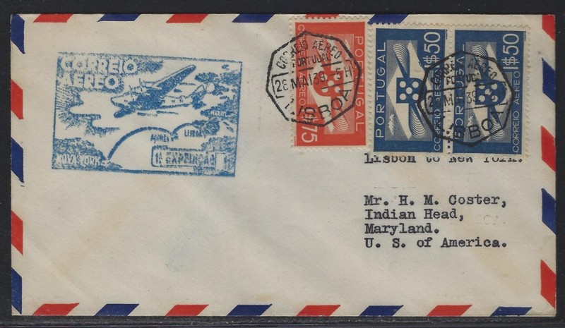 1939 Portugal Transatlantic First Flight Cover - Lisbon to New York