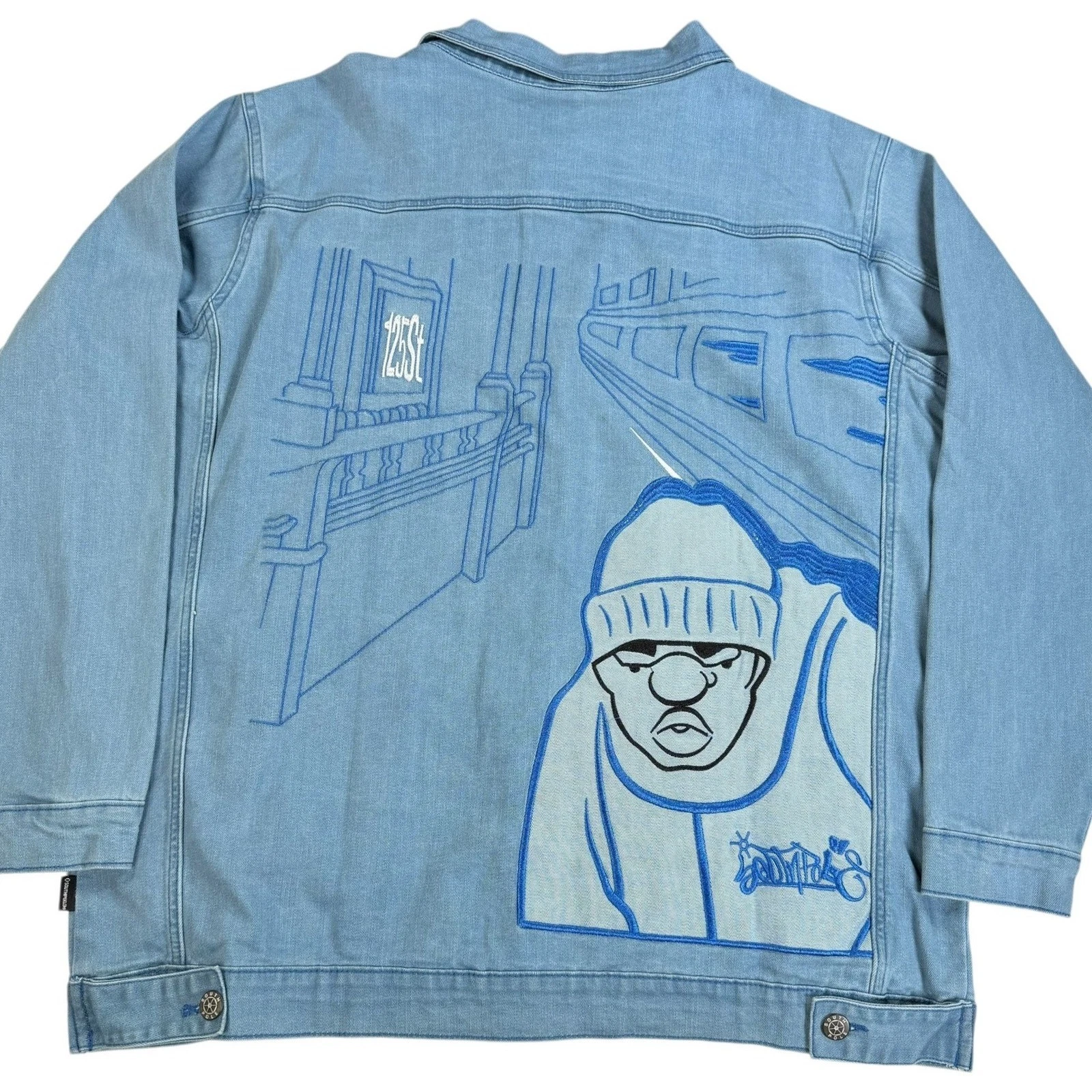 Southpole Denim Jacket Mens Large Blue Graphic Y2K Streetwear NWT Light Wash