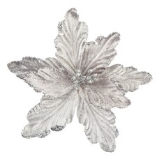 7Pcs Poinsettia Flowers Picks Artificial Glitter with Stems Christmas Tree