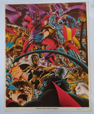 1980 Marvel SUPER HERO Portfolio Print X-Men vs Magneto Guice & Janson 14x11
