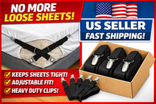 4pc Bed Sheet Straps Grippers Keep Sheets Tight Non Slip Holder Clips US Seller