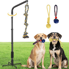 Tether Outdoor Dog Rope Toy with Strengthen Spring Pole, 3 Kinds Dog Tug