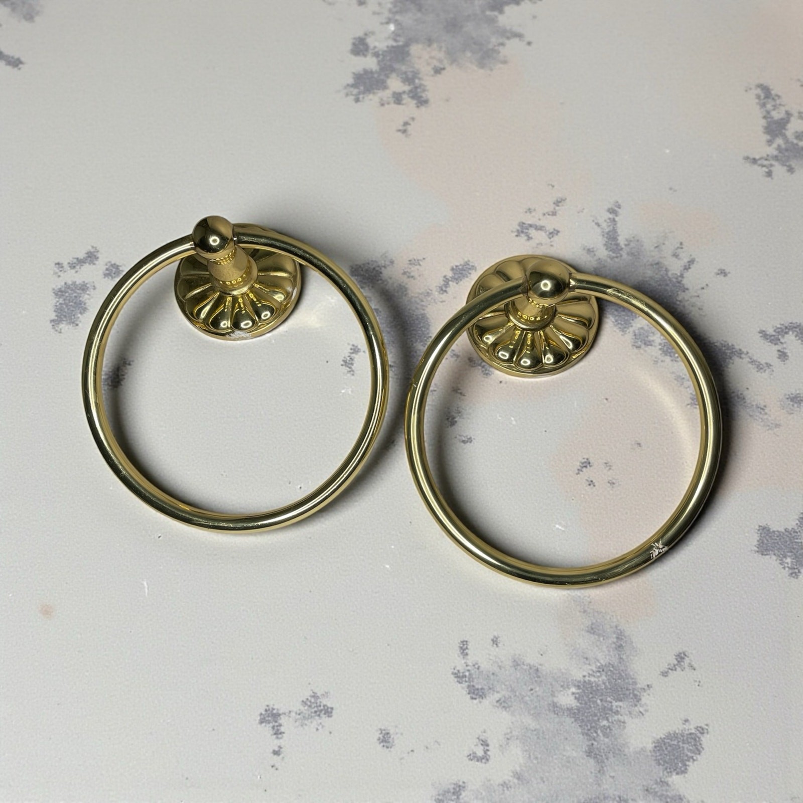 Ring Set 6" Wall Mount Pair Vintage Bath Hardware