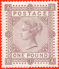 SG. 136. J127a. " BA ". £1.00 Brown - Lilac. A fine mounted mint example B83419