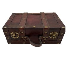 Antique Wood & Brass-Bound Steamer Suitcase with S.W.L. Monogram — listing 5