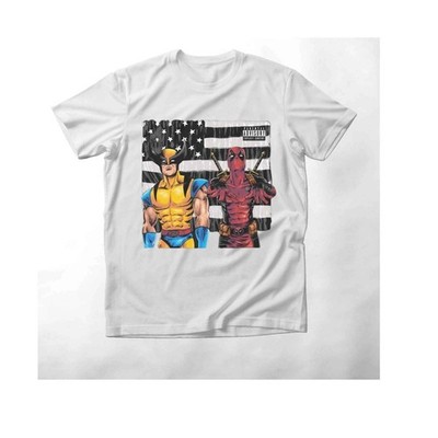 Deadpool Wolverine Super Hero Graphic Design White Short Sleeve T Shirt Unisex 