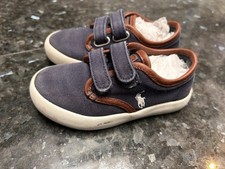 Polo Ralph Lauren Navy Blue Brown Boys Dressy Sneakers Shoes Size 9