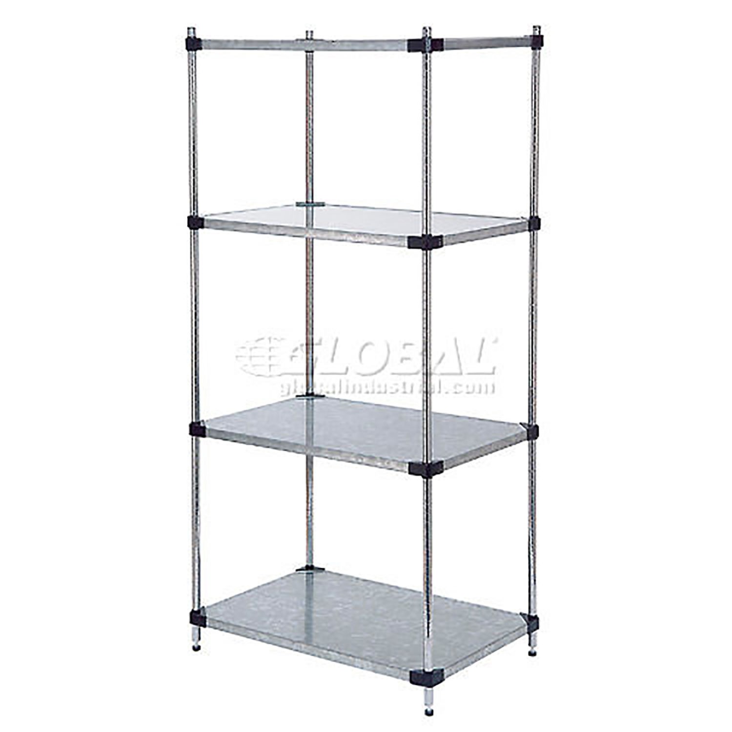 Nexel Galvanized Steel 4 Tier Solid Shelving Starter Unit 24"Wx24"Dx74"H