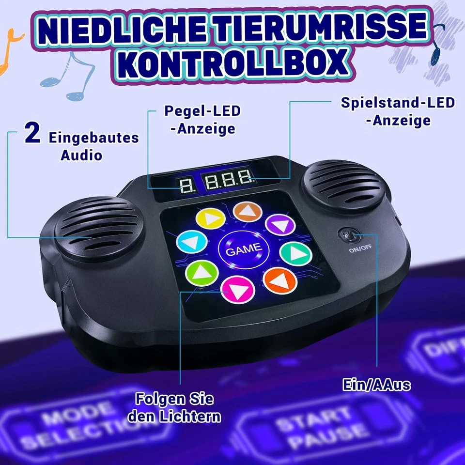 Tanzmatte Kinder Spielzeug Tanzmatte mit 8 LED Leuchten & Bluetooth Musikmatte - Bild 3 von 4