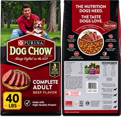 Purina Dog Chow Complete Adult Dry Dog Food Kibble Beef Flavor - 40 lb. Bag