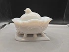 Chick & Egg on Sleigh Covered Dish Milk Glass Westmoreland #231 1905 Antique