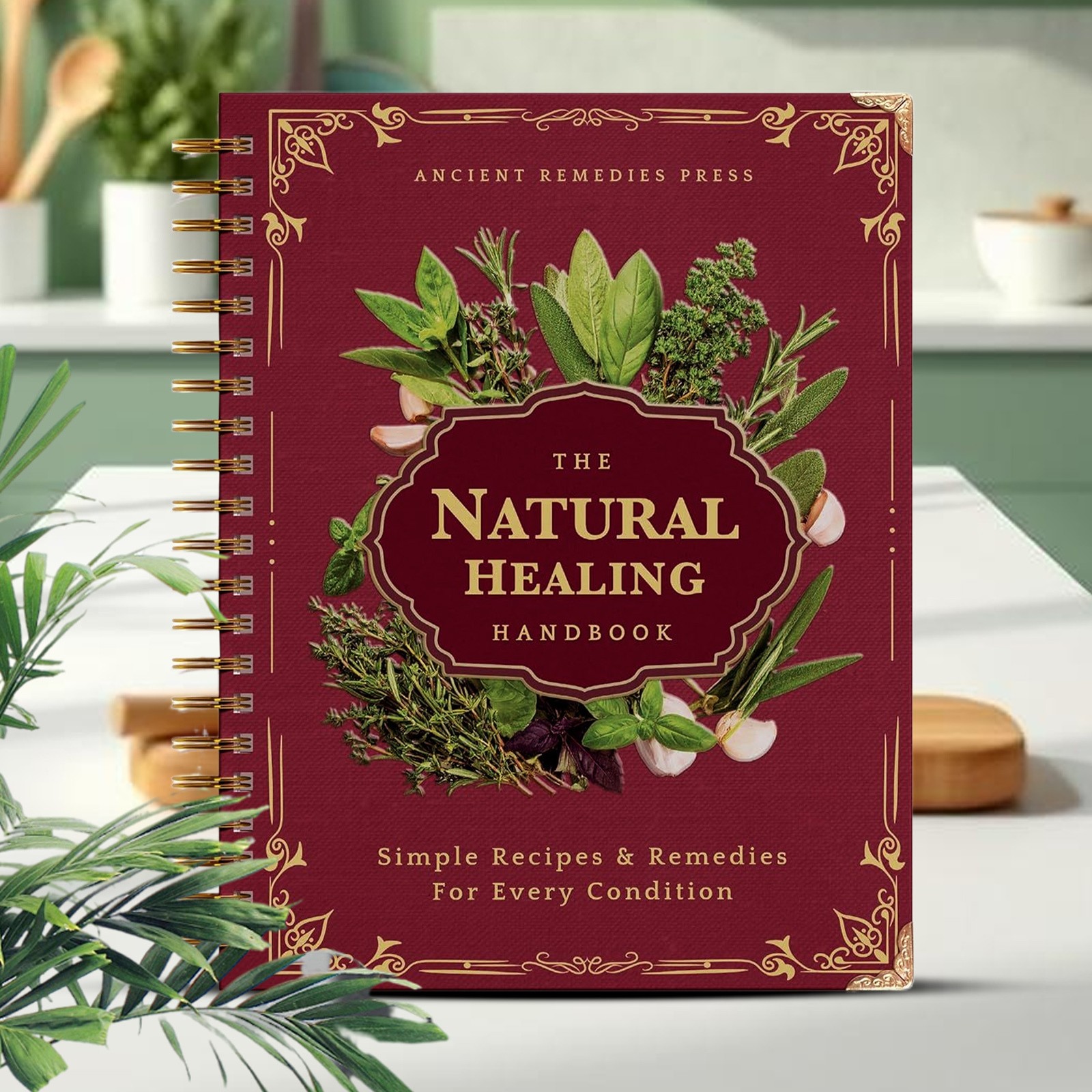 The Natural Healing Handbook, Spiral-Bound Guide for Herbal Remedies and Natural