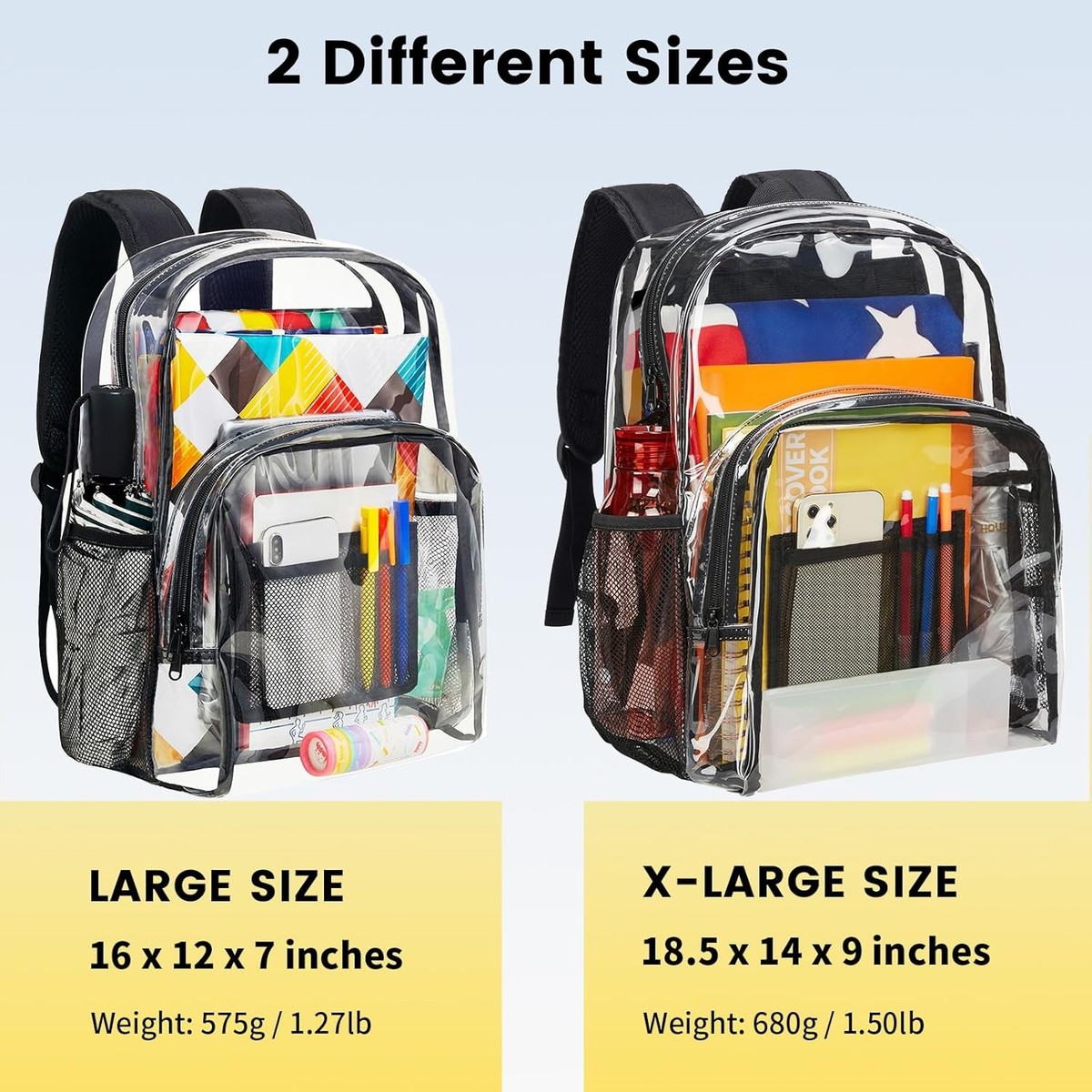 Vorspack Clear Backpack School Heavy Duty Large See Through 16 inch Amazon.com | Vorspack Heavy Duty Clear Backpack, Large  main image 3