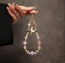 Beaded Phone Wrist Strap Golden Pearls Lanyard    Handbag Charm Phone Rope