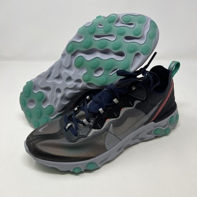 Nike React Element 87 Mens 9 Sneakers Gray Navy Neptune Green DS