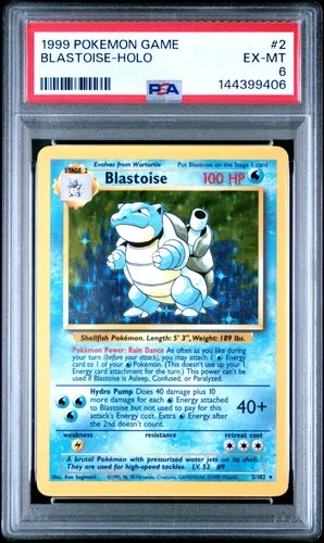 1999 POKEMON BASE SET UNLIMITED #2 BLASTOISE-HOLO PSA 6