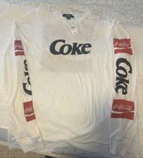 T-shirt Coca Cola PacSun homme XL neuf blanc rouge manches longues Coca avec étiquette 2015