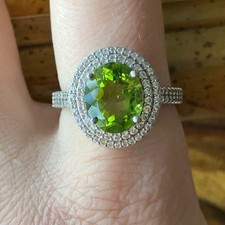 Natural Peridot Sterling Silver Ring Size 10