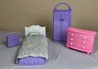 Vintage Mattel 1994 Barbie So Much To Do! Bedroom Bed, Closet, Furniture