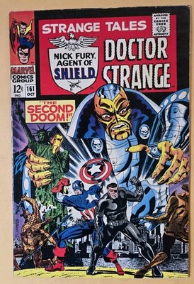 Strange Tales #161 F+ (6.5) Captain America Appearance! Marvel Comics 10/67