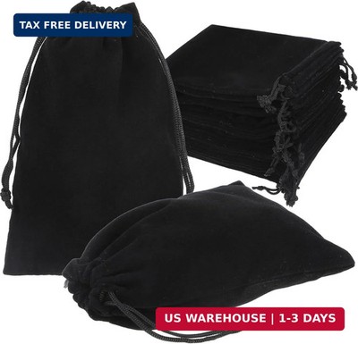 AojSup 100 Pcs 4 x 6 Inch Premium Velvet Drawstring Bags, Luxurious Black Velvet