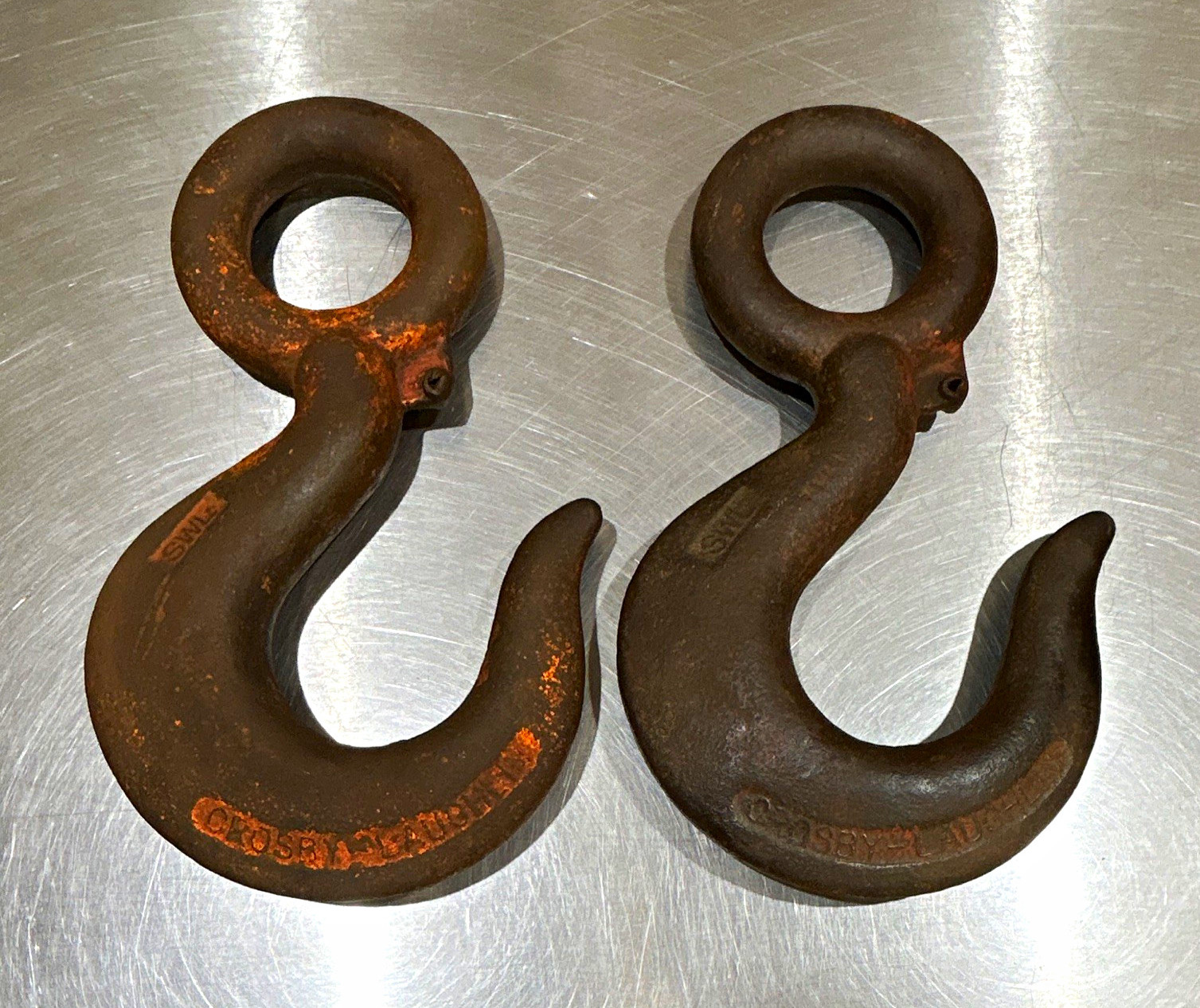 Crosby-Laughlin SWL 7 1/2 T Industrial Lifting Hook Without Latch - Pair