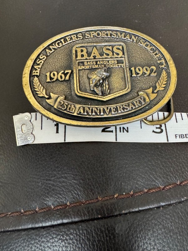 Bass Anglers Sportsman Society Belt Buckle 25th Anniversary 1992 Sport Fishing