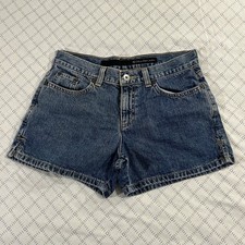 Vintage Calvin Klein Jean Shorts Juniors Sz 1 Side Slit Double Stone Blue Denim