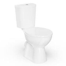19 In. Tall Toilet 2-Piece 1.0/1.6 GPF Rear-Outlet Dual Flush round Toilet in Wh