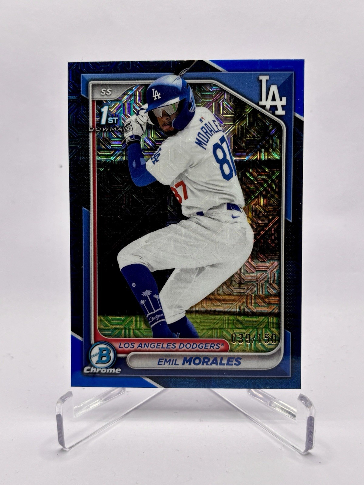 2024 Bowman Chrome Emil Morales 1st Blue Mojo Refractor /150 #BCP-221 Dodgers