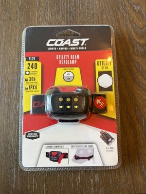 Coast FL20 Utility Hinged Beam Headlamp LED 240 Lumens Reflective Safety Strap