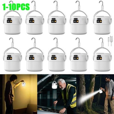 1-8Pcs Solar Hanging Light Camping Outdoor Light Lamp Lantern USB Rechargeable