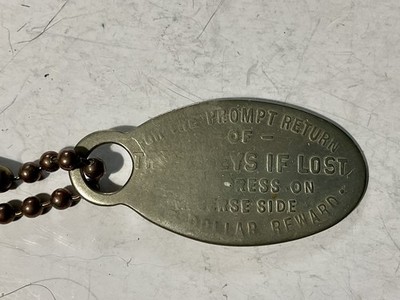 Vintage Pittsburgh If Found Return 2 Receive Reward Metal ID Key Tag