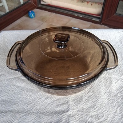 Anchor Hocking Ofengeschirr - KASSEROLLE & Deckel 1,5 Quart braunes Glas 21 cm