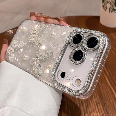 Luxury Diamond Butterfly Clear Case for iPhone 17 17Pro 17Pro Max Air