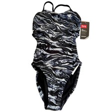 TYR DuraFast Elite MIRAMAR CutoutFit 1pc Swimsuit Titanium Girls Size 24 80